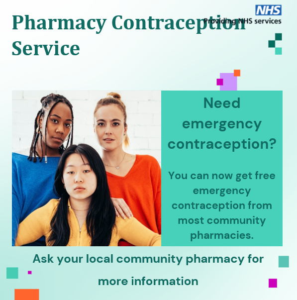 Free emergency contraception can be accessed at most community pharmacies. Ask your local pharmacist for confidential advice